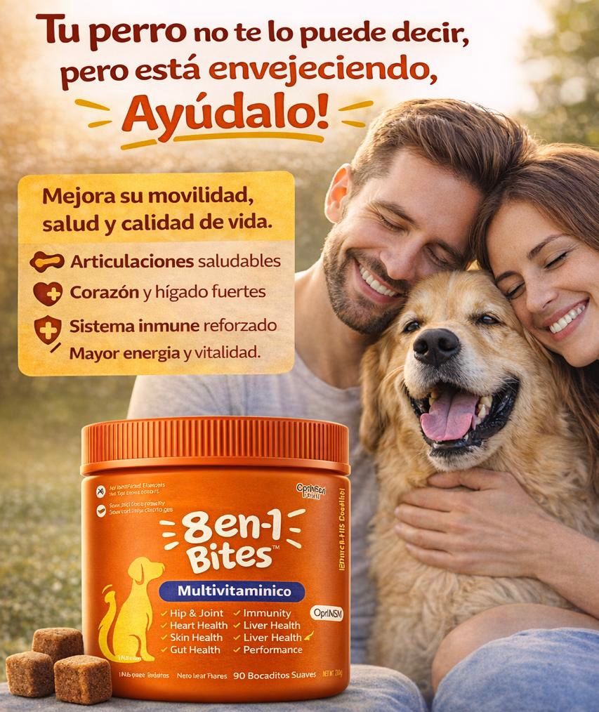 Multivitaminico 8 en 1 Bites ® Para perro 90 bocados suaves.