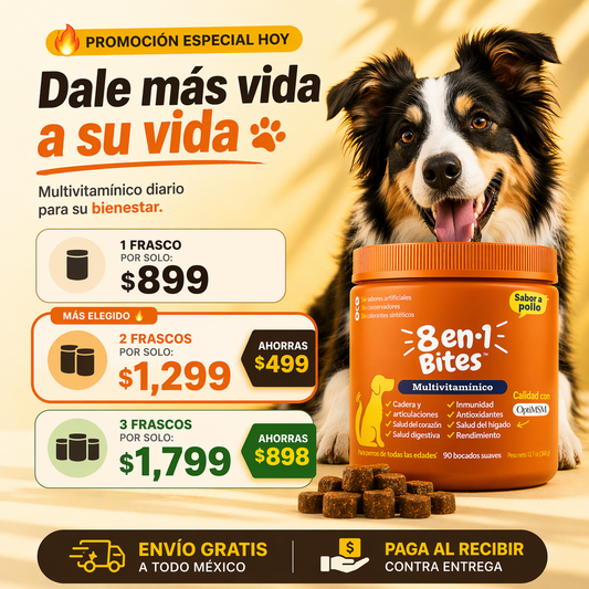 Multivitaminico 8 en 1 Bites ®  Para perro 90 bocados suaves.