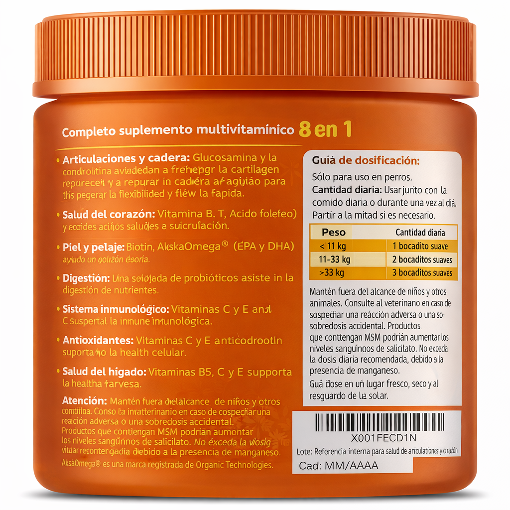 Multivitaminico 8 en 1 Bites ®  Para perro 90 bocados suaves.